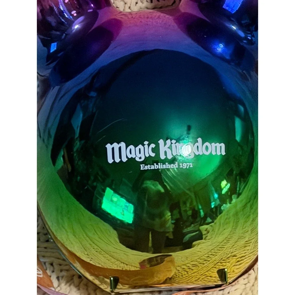 Disney World Magic Kingdom Rainbow Ombre Mickey Balloon Popcorn Bucket Metallic